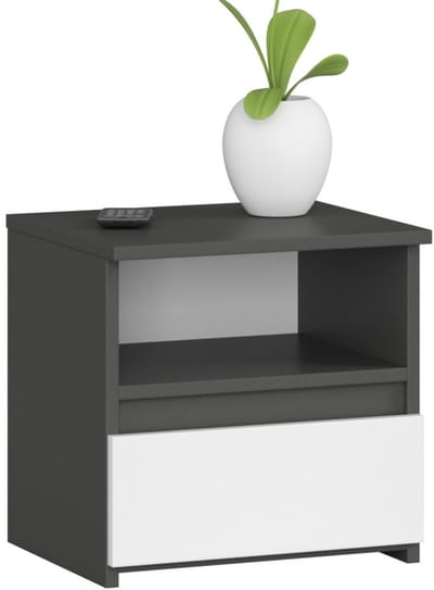 Nachtkastje CL1 met 1 Lade / AKORD Furniture Factory / Grafietgrijs - Wit / 40 x 40 x 35 cm