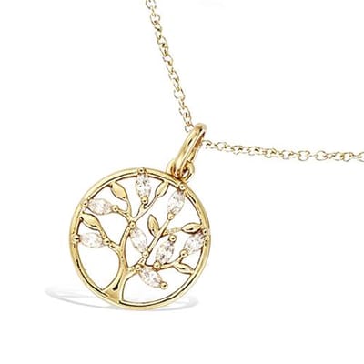 CHIVAL - Ketting 18K Verguld Goud " Shiny Levensboom" – Luxe, Hypoallergeen, Perfect Cadeau voor Haar, Zirkonia, Elegant, Geschenkverpakking, Valentijn, Moederdag