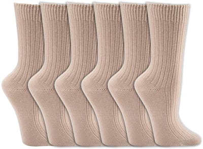 Sokken van biologisch katoen | Zonder schadelijke stoffen | Kleur: Beige | Diverse maten | 6 paar