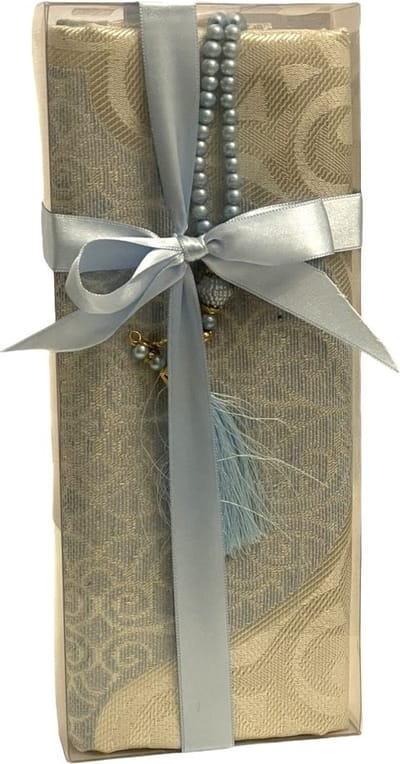 Geschenkset Blauw met gebedskleed en Parel Tasbih