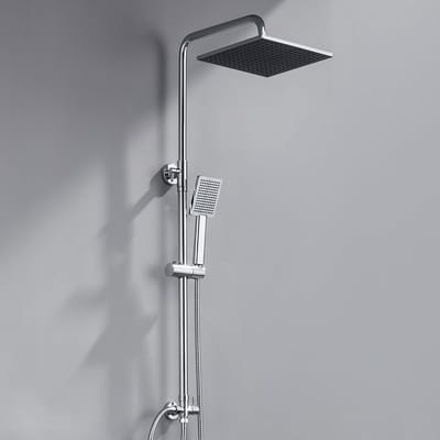 DERW Max Doucheset - Regendouche Ø 25,4 cm - Handdouche Ø 8.5 cm - Verstelbare Hoogte 74-109 cm - Duurzame Messing Omsteller - Chroom