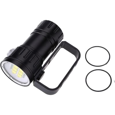 3.7V 28800Lm LED Fotografie Duiken 80m Zaklamp Zaklamp met Beugelstandaard black