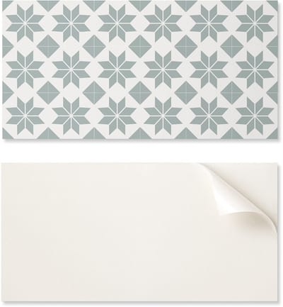 Decoratief vinylpaneel met afbeeldingen voor keuken of badkamer, 100x50 cm, geometrische bloemenpatronen.