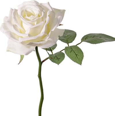 Top Art Kunstbloem Roos de luxe - wit - 30 cm - kunststof steel - decoratie bloemen