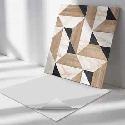 Wallfluent Vinyl Tegels - Geometrisch tegelpatroon Zelfklevende Vinyl Tegels - 30 cm x 30 cm - Bruin Vinyl Tegels - 9 stuks - Vierkant PVC Tegels - Texturen Plaktegels - Vinyl Wandtegels - Plaktegels Keuken en Badkamer