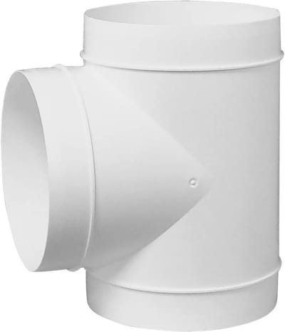 Wit Ø 150 mm T-stuk, PVC connector voor ventilatiebuis, verbindingsstuk ronde buis
