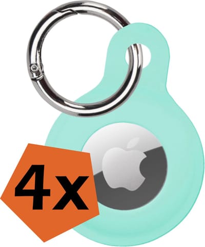 Hoesje Geschikt voor Apple AirTag Sleutelhanger Hoes Siliconen Hoesje - Siliconen Hoesje Geschikt voor Apple AirTag-Sleutelhanger Hoesje - Turquoise - 4 PACK
