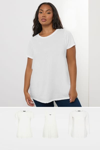 Yours 3Pack Witte Core Tshirt Essentials Set Size 42