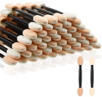 Oogschaduwkwasten - Verpakking van 50 stuks - Oogschaduwsticks - Oogschaduwsponsjes - Zachte kwasten met twee uiteinden - Make-up tools