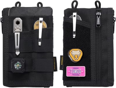 Slim EDC Pouch met DIY Patch Area, Minimalistische Portemonnee voor Mannen, EDC Tas en Multi Tool Organizer voor Dagelijks Gebruik