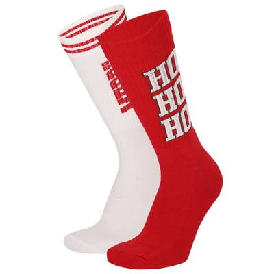 Apollo - Kerstsokken dames - Badstof zool - 2-Pak - Wit/Rood - Maat 36/41 - sportsokken - kerstsokken - kerst sokken - kerstcadeau