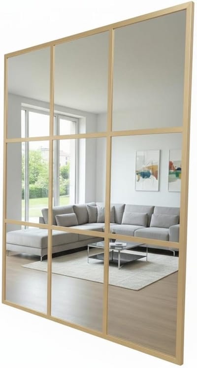 Ronde Vensterspiegel Zwart Industrieel Design 120x100 cm