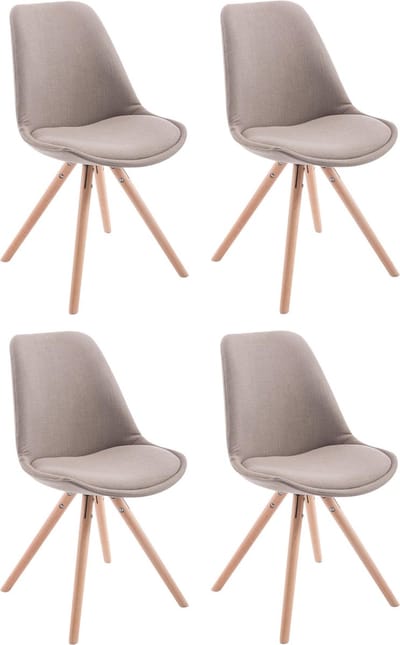 CLP Toulouse Set van 4 stoelen - Rond - Stof taupe natura
