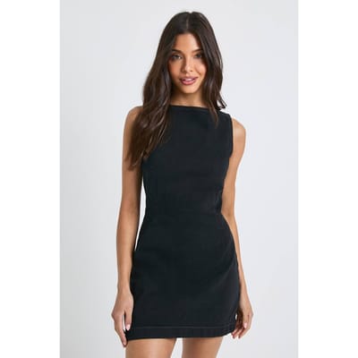 boohoo Dames Basic denim shiftjurk | Washed Black | Maat: 6