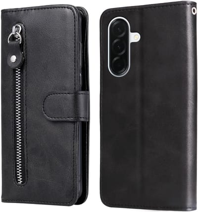 zwart wallet book-case rits hoesje - Telefoonhoesje geschikt voor Samsung Galaxy A37 5G / A36 5G