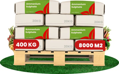 Stikstof Kunstmest Gazon & Weide - 400 Kg voor 8000 M2 - Ammoniumsulfaat Meststof - 60% Zwavel - 100% Minerale Meststof - Verlaagt De Ph-Waarde - 0,2–0,3 Mm Korrels - Stimuleert De Bladontwikkeling - Vrij Van Chloriden En Kalk - Organifer