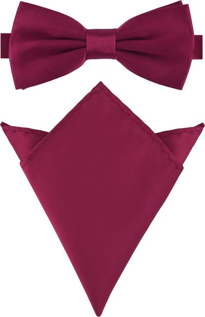 Ladeheid Vlinderdas & Zakdoek voor Heren - Strikjes - 12cm x 6cm, 22cm x 22cm - Bordeaux - LA-SR-M/P