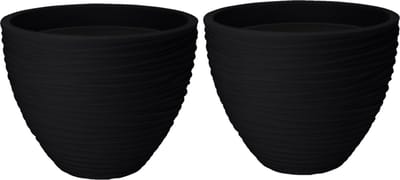 Pro Garden Plantenpot/bloempot Dunes - 2x - Tuin - stevig kunststof - antraciet - D40 x H31 cm - Voor buiten