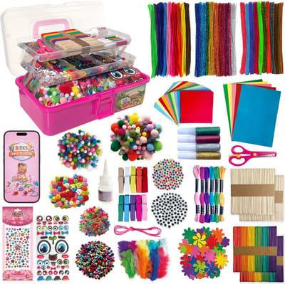 Knutselkoffer XXL BIEK20® Roze - Inclusief E-Book - Knutselpakket - Knutselen Meisjes - Creatief Speelgoed - Knutseldoos - Knutselset - Knutselen voor Kinderen
