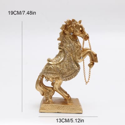 Elegant Hars Paardenbeeld - Majestueus Goudkleurig, Perfect voor Huis- en Kantoordecoratie, Ideaal voor Woonkamer, Entree en Vitrine brown