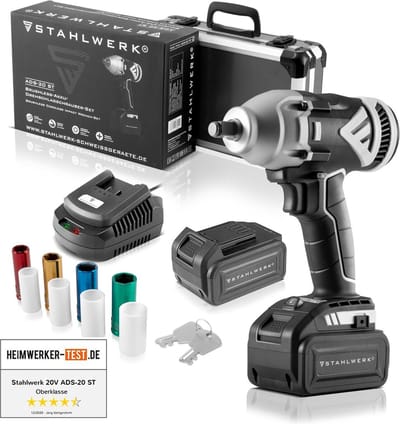 Borstelloze accu-slagmoersleutel ADS-20 ST 20V / 4Ah 500 Nm met hoogwaardige machinekoffer 7 jaar garantie!