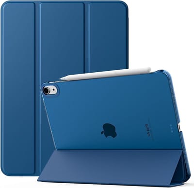 Beschermhoes voor iPad Air 11 Inch M2 2024, iPad Air 6, 5/4e Generatie - Dunne Transparante Hoes met Magnetische Sluiting en Slaap/Wekfunctie, Grijs/Blauw