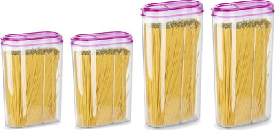 Plasticforte Voedselcontainers set - 4 stuks - roze - 2350ml en 1500ml - kunststof - voorraadpot