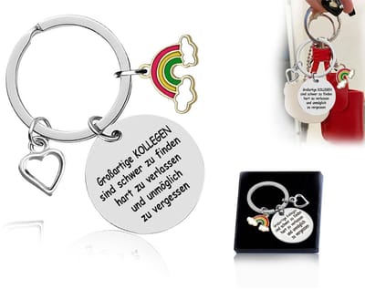 BRENZOOS- Sleutelhanger Afscheid - Gegraveerde Belettering - Cadeau voor Collega - Geschenkdoos - 30 mm Diameter - Betekenisvol Herinneringscadeau - Herinneringssleutelhanger