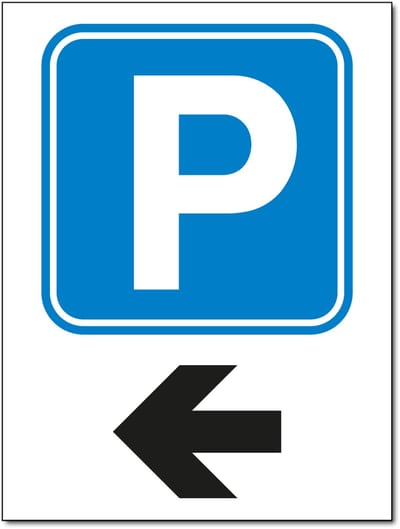 Parkeren linksaf bord - Aluminium - 30 x 40 cm - Weerbestendig