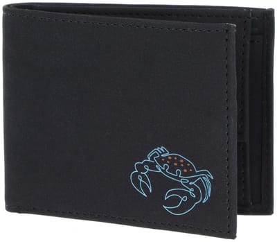 oxmox portemonnee New Cryptan RFID Protect Pocketbörse Crab Print Cyan Black zwart
