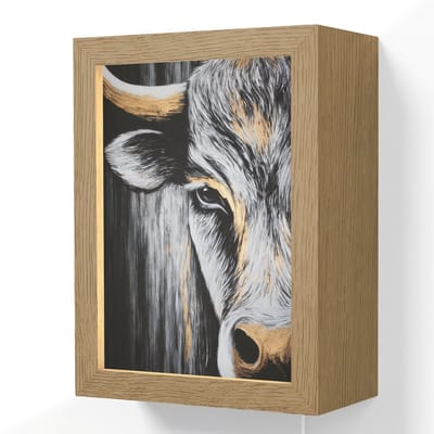 Wandlamp 15x20 cm - Oplaadbaar - Stier - Hoorns - Snuit - Goud - Wandlampen binnen woonkamer - Slaapkamer lamp met kabel - Decoratieve nachtlamp - Vloerlamp snoer