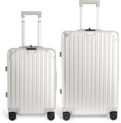 CREATE - Harde aluminium koffer met TSA-slot en multidirectionele wielen - Set: S en M - LUGGAGE ALUMINIUM