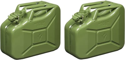 Pro Plus Jerrycan - Set van 2x stuks - metaal - 10L - legergroen - geschikt voor benzine / diesel