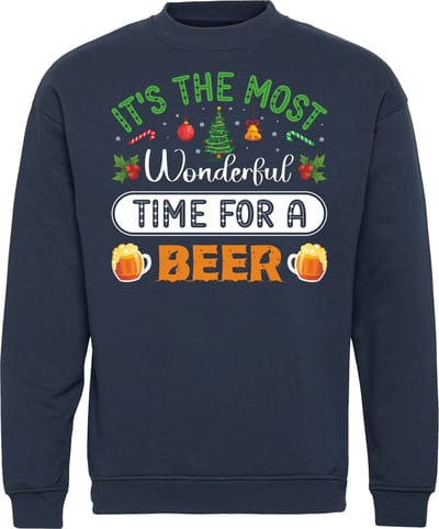 Kersttrui Time For A Beer | Foute Kersttrui Dames Heren | Kerstcadeau volwassenen | Kerst | Navy | maat XS