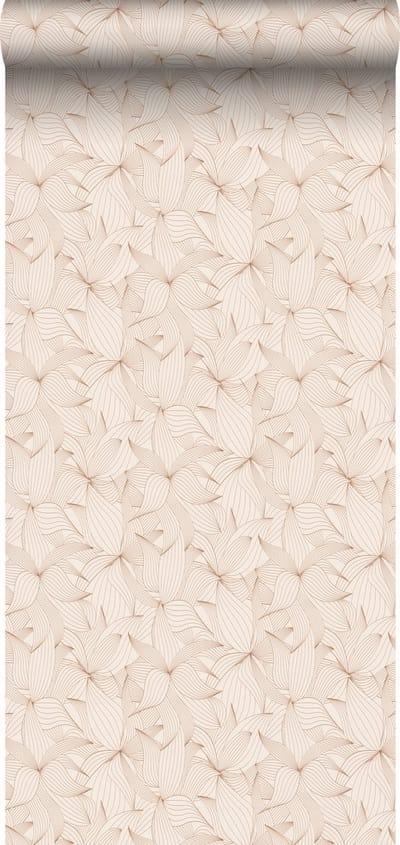 ESTAhome behang getekende bladeren zand beige - 50 x 900 cm - 139494