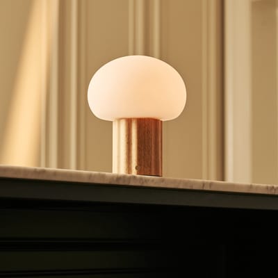 Tavellio Jord Oplaadbare Tafellamp – H22 – Hout en Glas – Lichtbruin