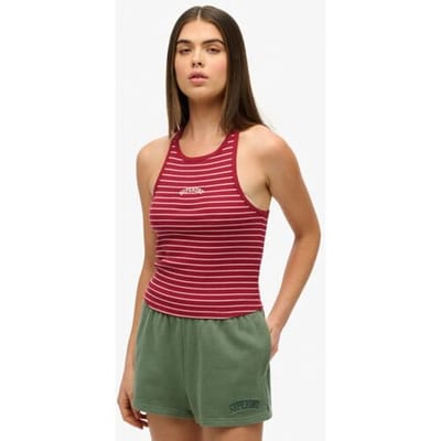 Superdry Essential Logo Racerback Hemdje met Strepen Rood Grootte: 40