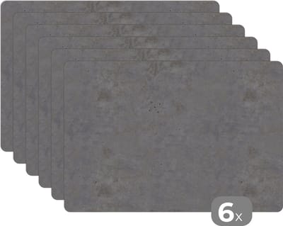 Placemat - Placemats kunststof - Beton - Industrieel - Patronen - 45x30 cm - 6 stuks - Hittebestendig - Anti-Slip - Onderlegger - Afneembaar