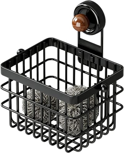 Sponshouder Gootsteen - Keuken Organizer - Aanrecht Opruimen - Montage Zonder Boren - 11x13x11 cm - Zwart