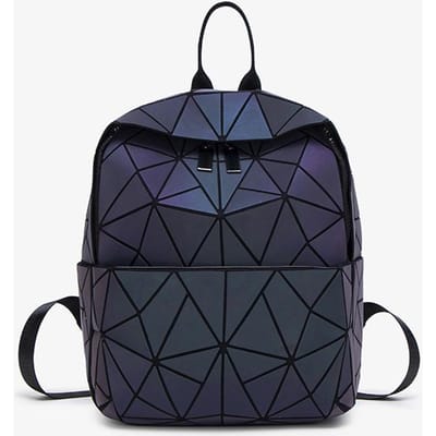 Diamantrugzak voor Dames Geometrische Diamant Lichtgevende Kleurverandering Splicing Student Schooltas Koreaanse Versie Mannen en Vrouwen Persoonlijkheid Rugzak black
