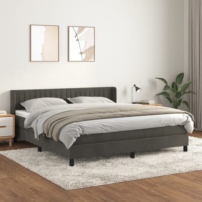 vidaXL - Boxspring - met - matras - fluweel - donkergrijs - 160x200 - cm