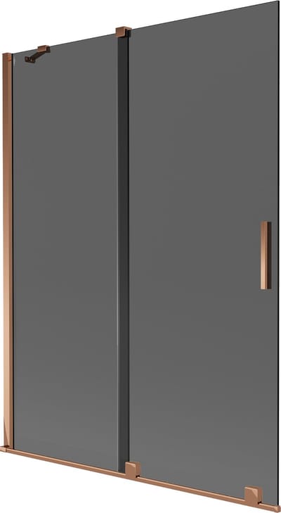 Mexen Velar badwand scherm 2-delig schuifbaar 130 x 150 , grafiet, roze goud - 896-130-000-41-60
