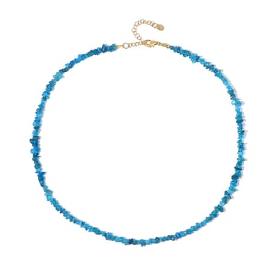 Cavill - 925 Sterling Zilver Verguld Halsketting - Neon Blauwe Apatiet 0.58 Ct - Verstelbaar 45-50 cm - Elegant & Modern