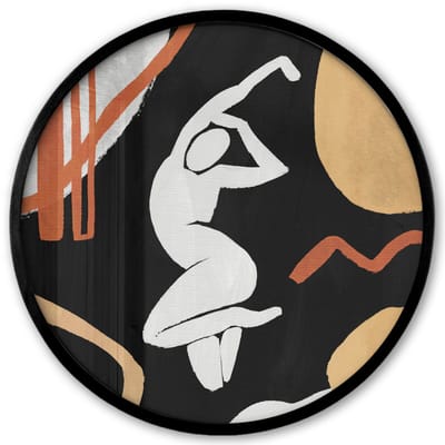 Poster in lijst Rond - Fotolijst 40x40 cm - Posters - Vrouw - Figuur - Abstract - Ronde posterlijst zwart - Decoratie - Wanddecoratie woonkamer - Muurdecoratie slaapkamer