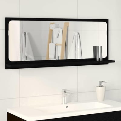 vidaXL - Spiegelplank - Zwart - Eiken - 90 - x - 10,5 - x - 37 - cm - Bewerkt - hout