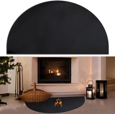 Ynkkvre – haardmat – 102×50 cm dubbel-laagse halfronde vonkenbeschermingsmat – glasvezel vuurplaatsmat – hittebestendige mat voor open haard en houtkachel