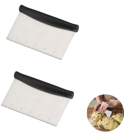 2 stuks - Deegschraper - Roestvrij staal - Deegsnijder - Schudschraper - Spatel - Multifunctionele voedselschraper - Geschikt voor gebak, taarten, pizza's, brood en koken