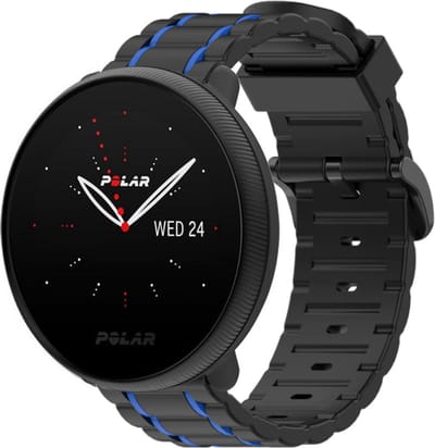 Strap-it Siliconen sport gesp bandje - geschikt voor Polar Ignite / Ignite 2 / Ignite 3 / Unite / Pacer - zwart/blauw