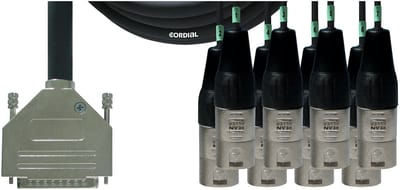 Cordial Intro Multicore D-Sub/XLRm 8-voudig, Rean stekker, 1,5m - Analoge multicore kabel