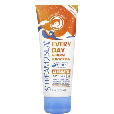 Stream2Sea, Everyday Mineral Sunscreen, Shimmer, SPF 45, 2.5 fl oz (75 ml)